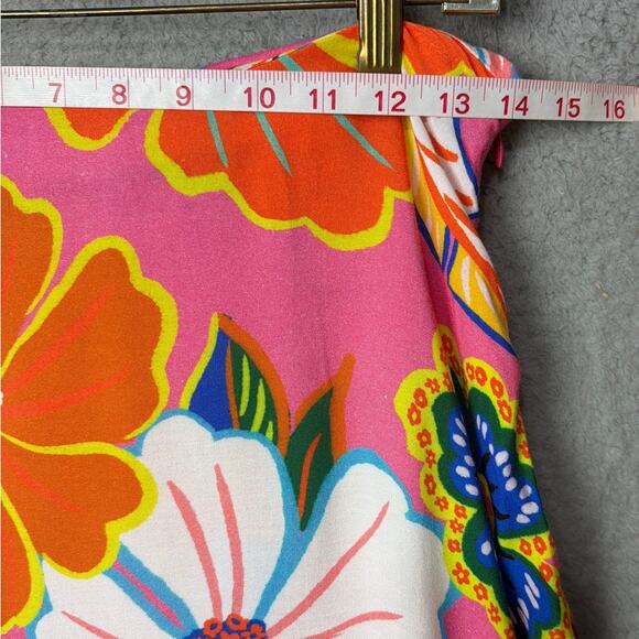 Farm Rio Anthrologie Midi Skirt Viscose Size M Bright Floral Size M Boho Indie - Picture 6 of 10